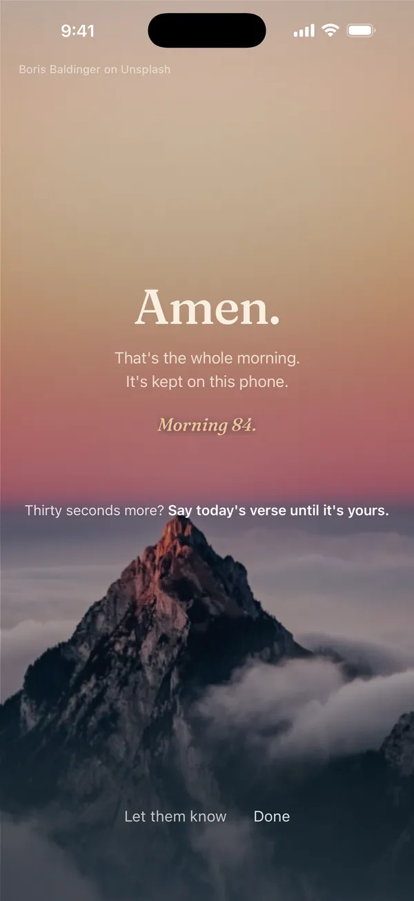 The Amen screen: That's the whole morning. Morning 84.